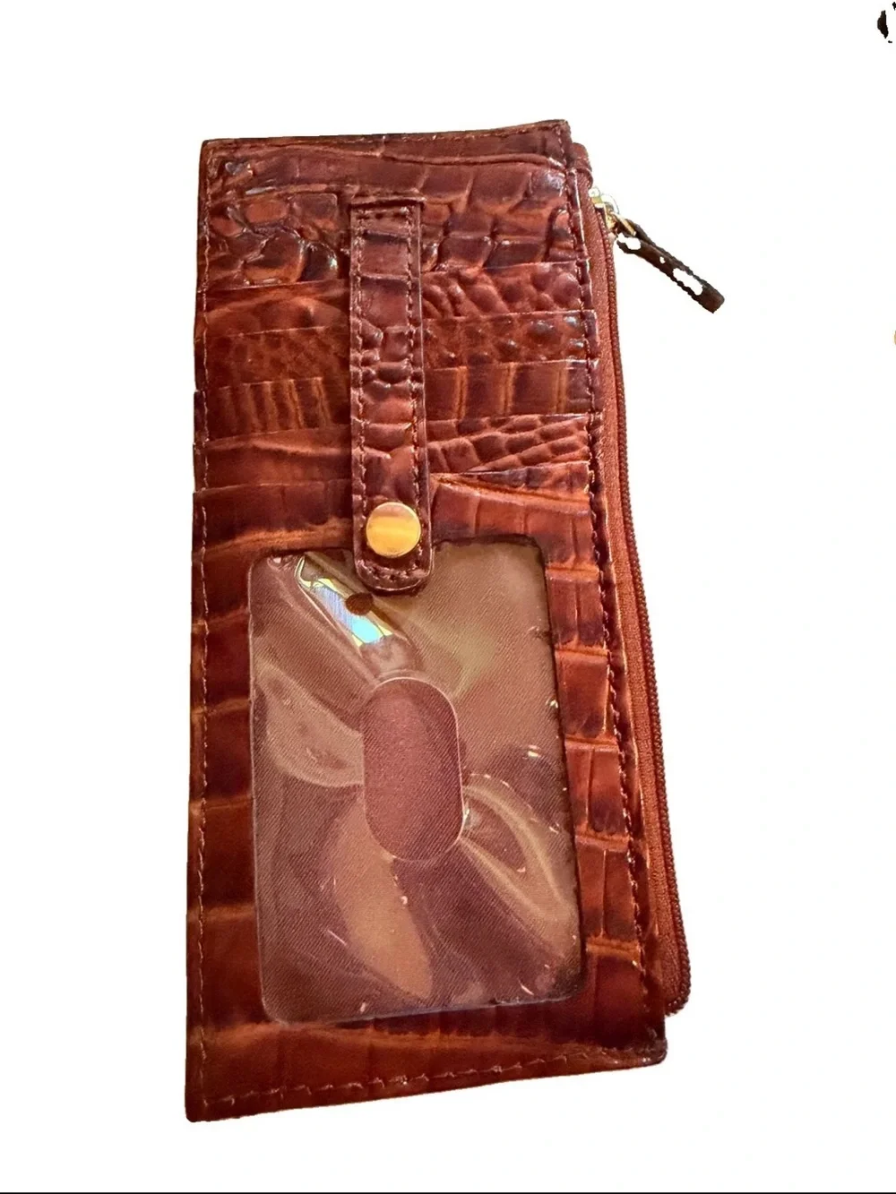 Brahmin Croc-Embossed Satchel in Cognac